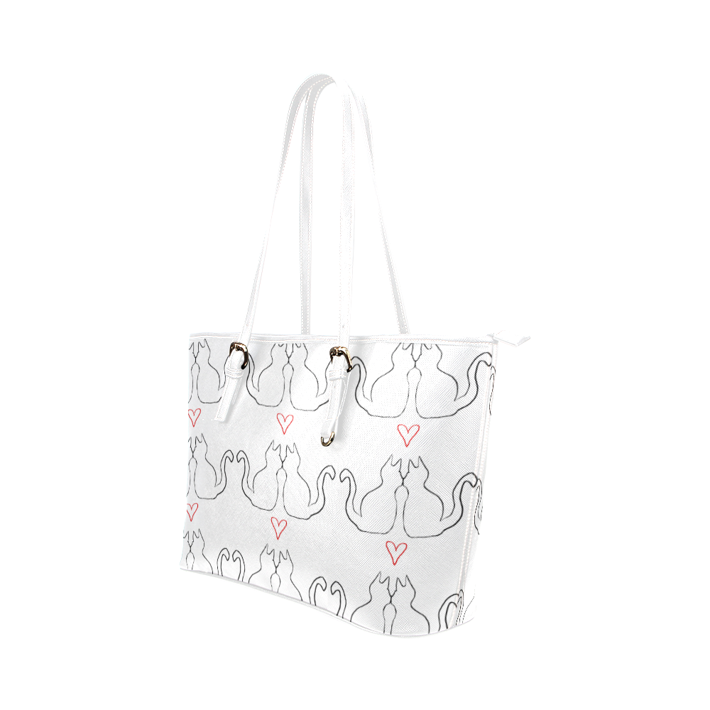 cats Leather Tote Bag/Small (Model 1651)