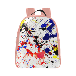 Blue & Red Paint Splatter (Peach Amber) School Backpack (Model 1601)(Small)