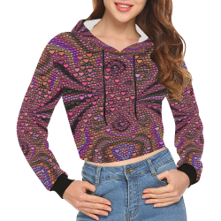 hearts everywhere B  by JamColors All Over Print Crop Hoodie for Women (Model H22)