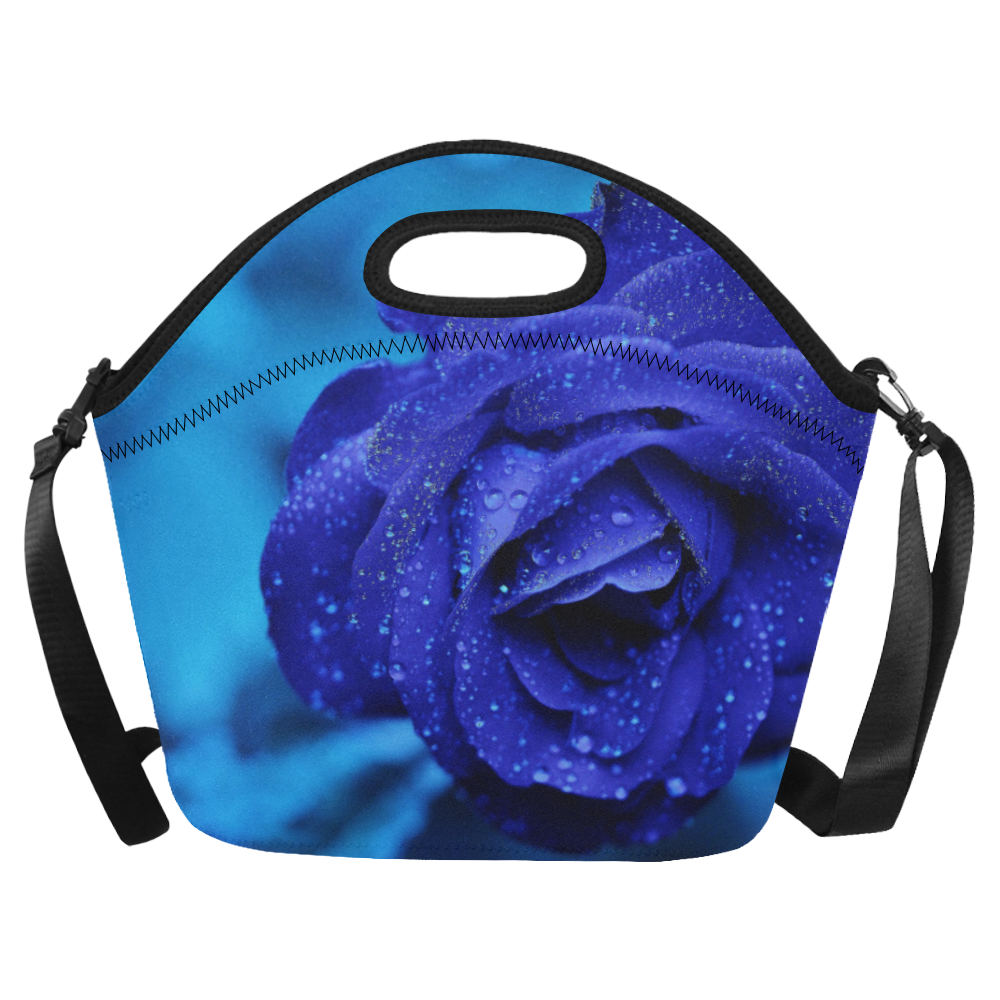 Blue rose Neoprene Lunch Bag/Large (Model 1669)