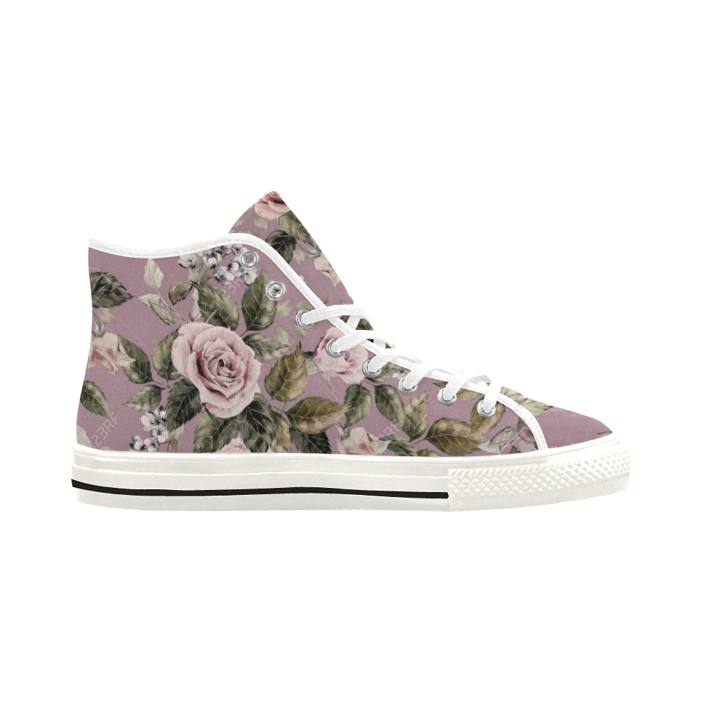 28216231-seamless-floral-pattern-with-roses-on-pur Vancouver H Women's Canvas Shoes (1013-1)