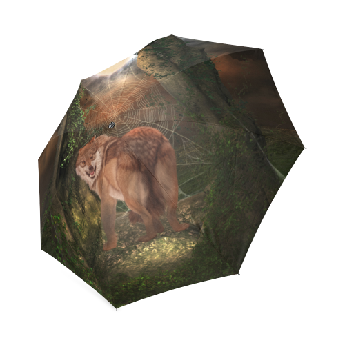 Awesome wolf in the night Foldable Umbrella (Model U01)