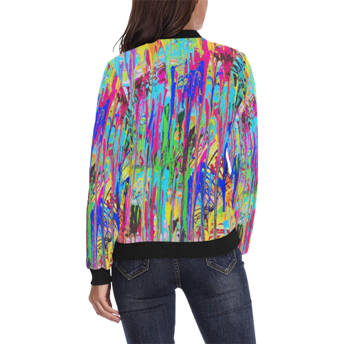 Dripping All Over Print Bomber Jacket for Women (Model H36)