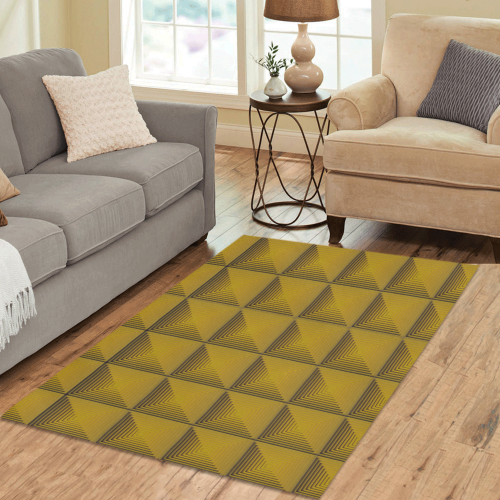 Yellow green multicolored multiple squares Area Rug 5'3''x4'