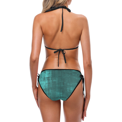 Turquoise Green Grunge Custom Bikini Swimsuit (Model S01)