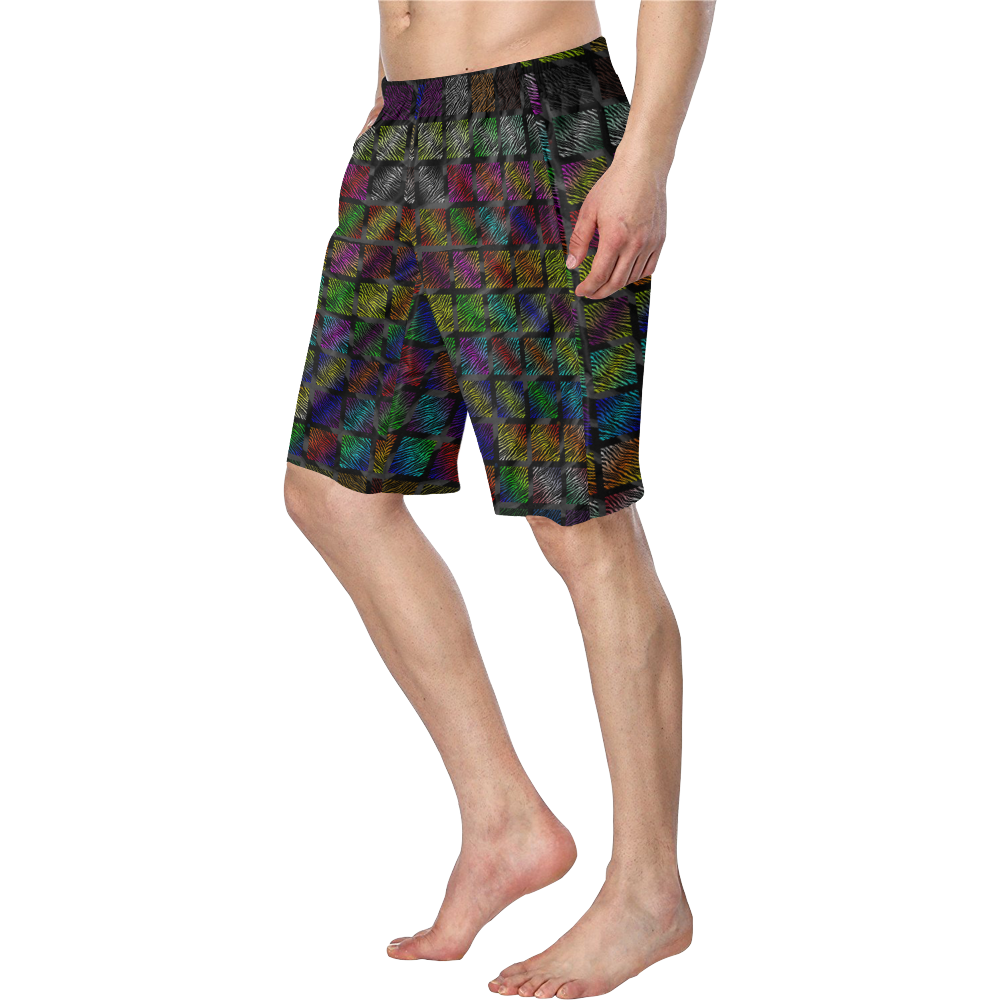 Ripped SpaceTime Stripes Collection Men's Swim Trunk (Model L21)