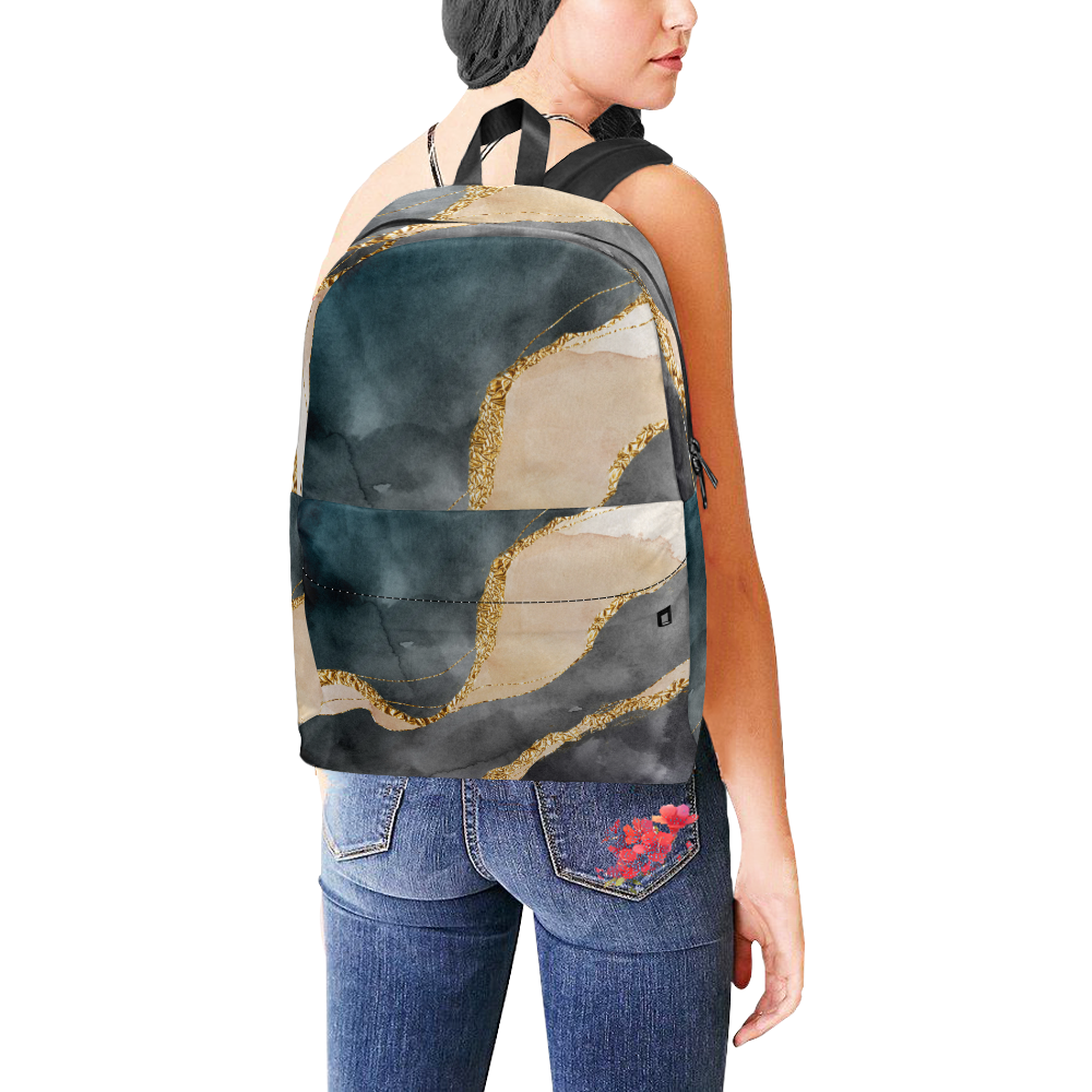 black and gold Unisex Classic Backpack (Model 1673)