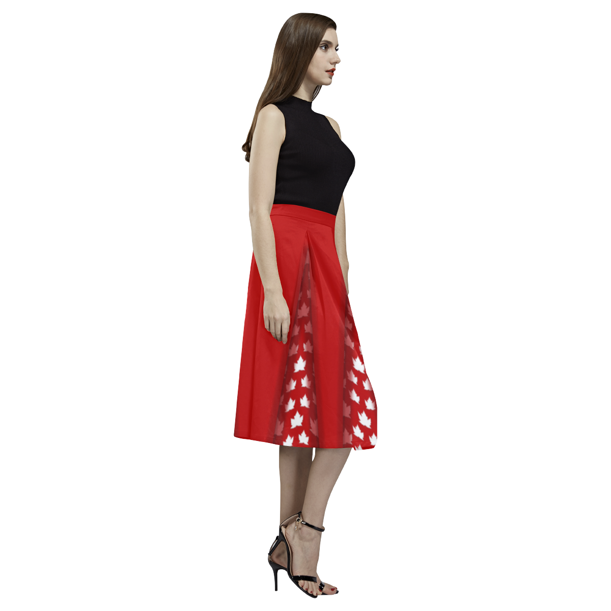 Canada Skirts Cute  Canada Maple Leaf Skirts Aoede Crepe Skirt (Model D16)