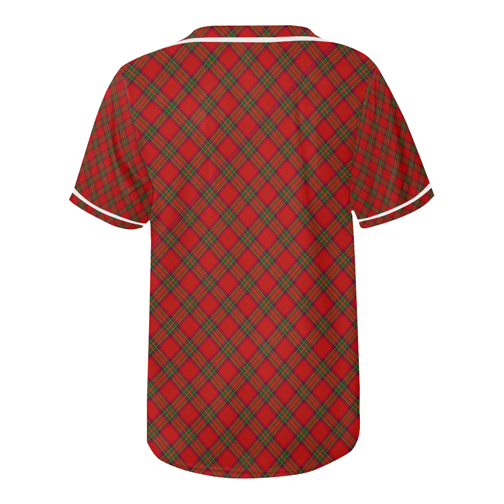 Red Tartan Plaid Pattern White Trim All Over Print Baseball Jersey for Men (Model T50)