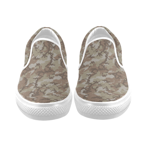 Woodland Desert Brown Camouflage Men's Unusual Slip-on Canvas Shoes (Model 019)