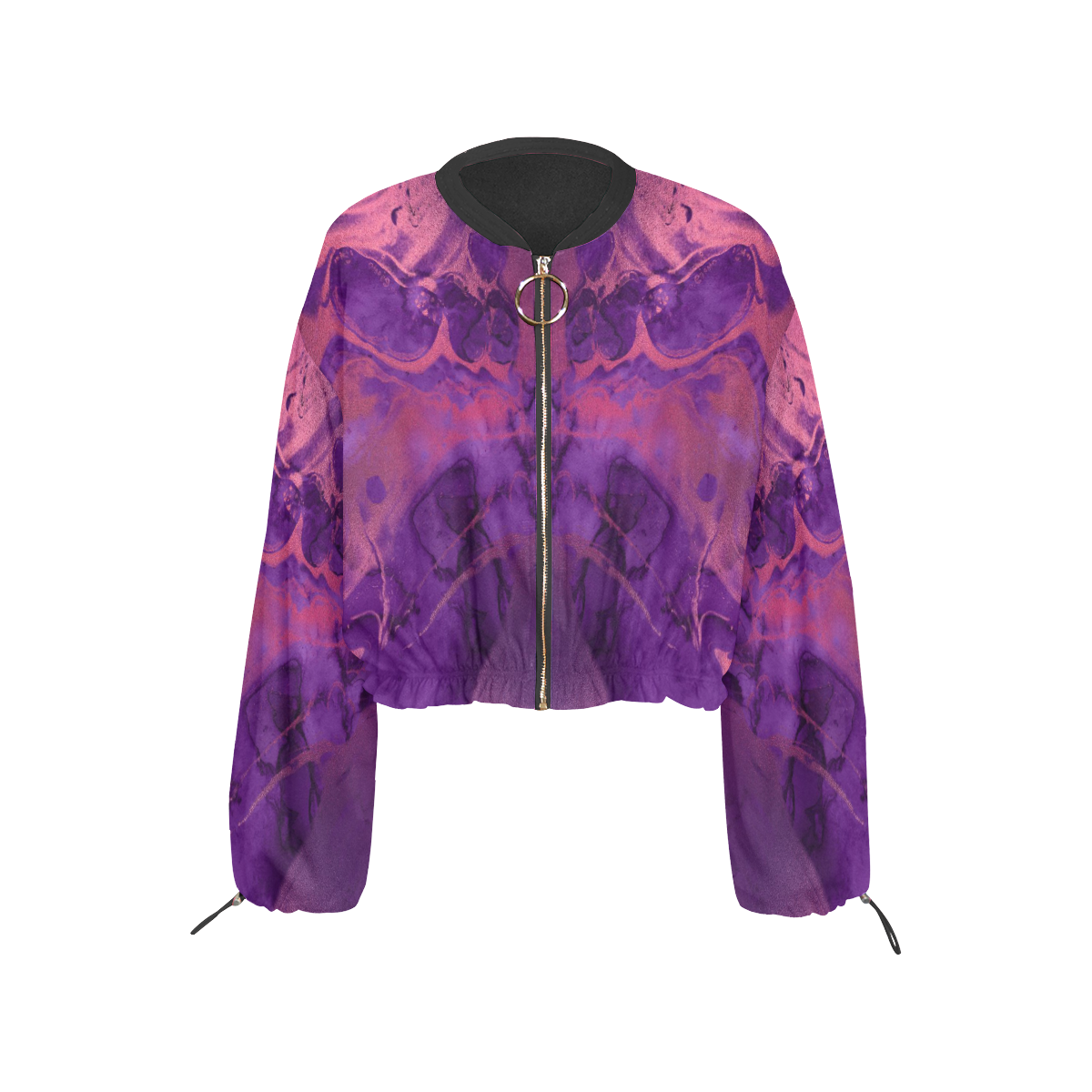 FD's Purple Marble Collection- Women's Purple Crop Chiffon Marble  Jacket 53086 Cropped Chiffon Jacket for Women (Model H30)