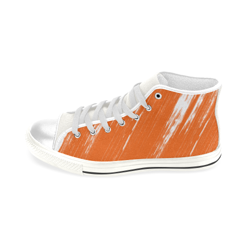 mens high top canvas orange paint splatter Men’s Classic High Top Canvas Shoes (Model 017)