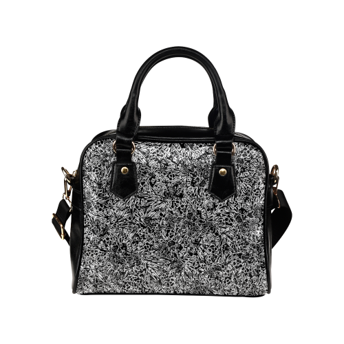 black and white Abstract Pattern Shoulder Handbag (Model 1634)