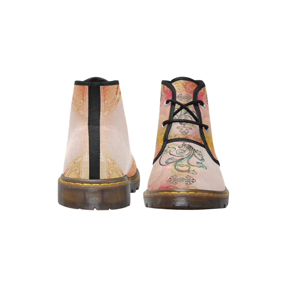 Wonderful hearts, vintage background Women's Canvas Chukka Boots/Large Size (Model 2402-1)