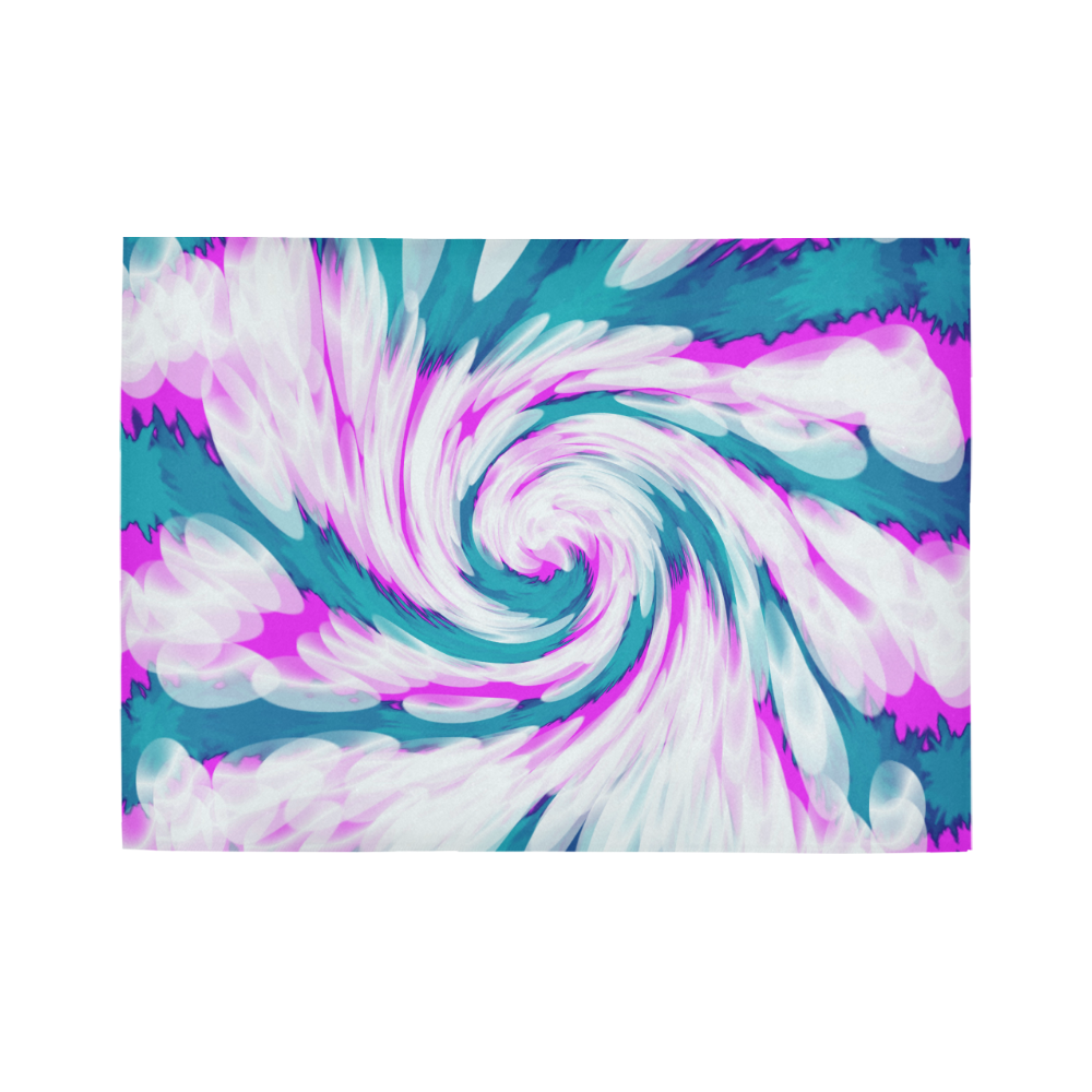 Turquoise Pink Tie Dye Swirl Abstract Area Rug7'x5'