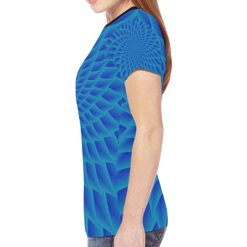 Blue net New All Over Print T-shirt for Women (Model T45)