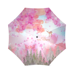 Little Deer in the Magic Pink Forest Foldable Umbrella (Model U01)