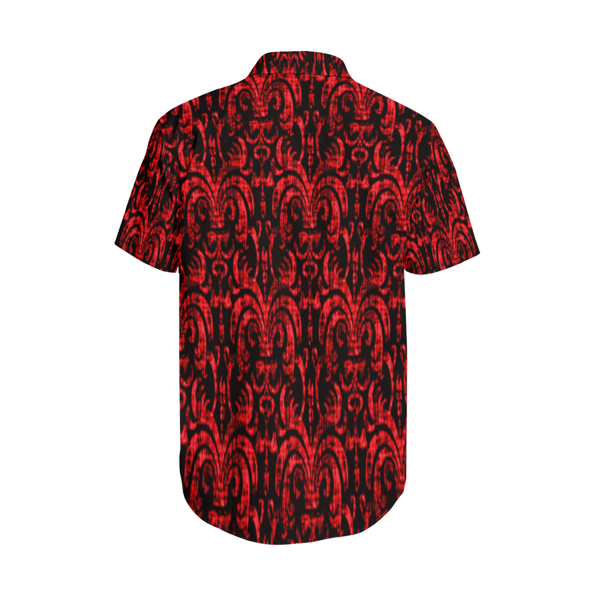 Gothic Red Devil Fade Satin Dress Shirt Men's Short Sleeve Shirt with Lapel Collar (Model T54)