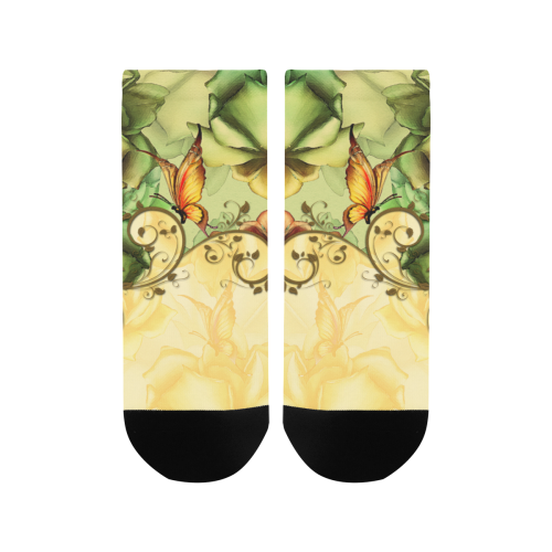 Colorful flowers with butterflies Women's Ankle Socks