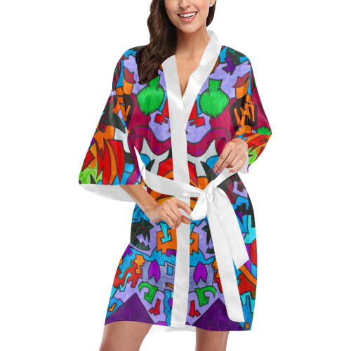 WITH A LITTLE LOVE IN ABSTRACT Kimono Robe