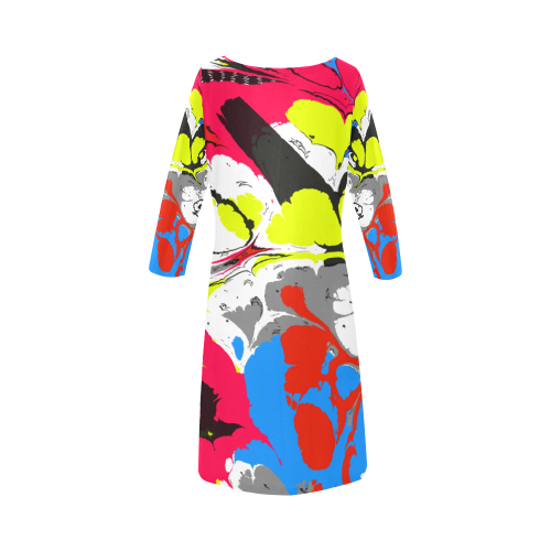 Colorful distorted shapes2 Round Collar Dress (D22)