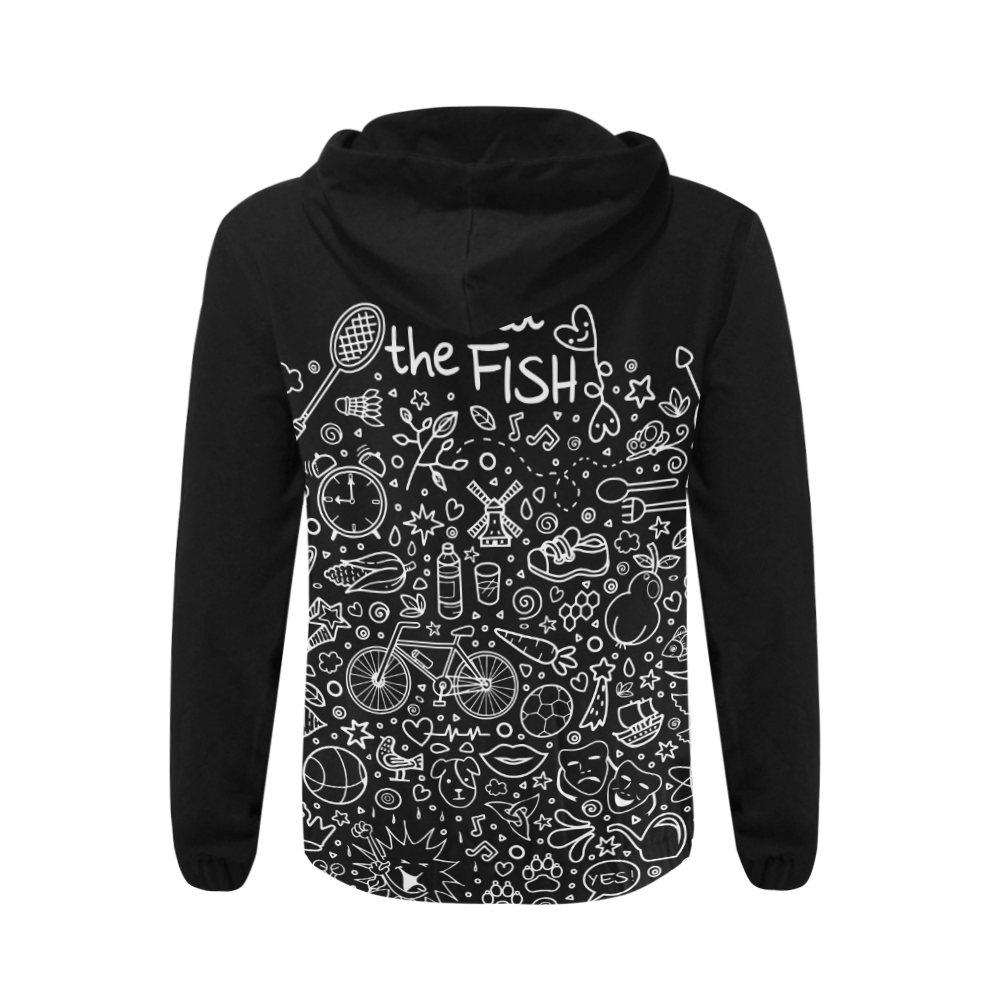 Picture Search Riddle - Find The Fish 2 All Over Print Full Zip Hoodie for Men (Model H14)