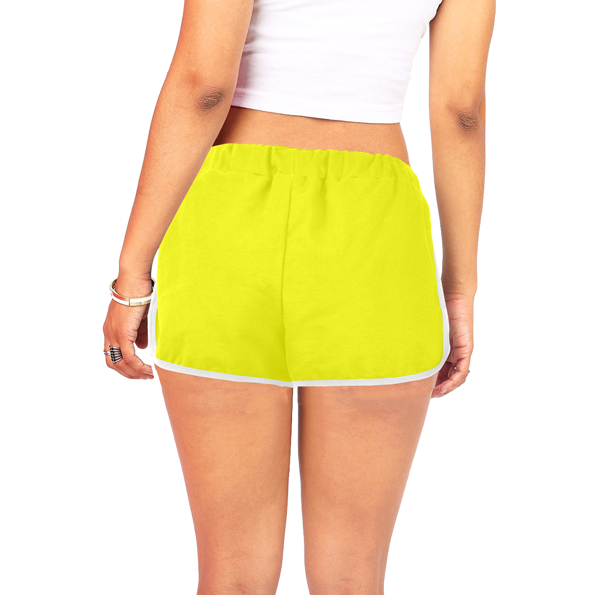 Bright Neon Yellow Women's All Over Print Relaxed Shorts (Model L19)