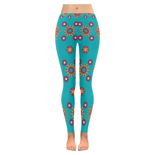 Abstract Floral Mandala Women's Low Rise Leggings (Invisible Stitch) (Model L05)