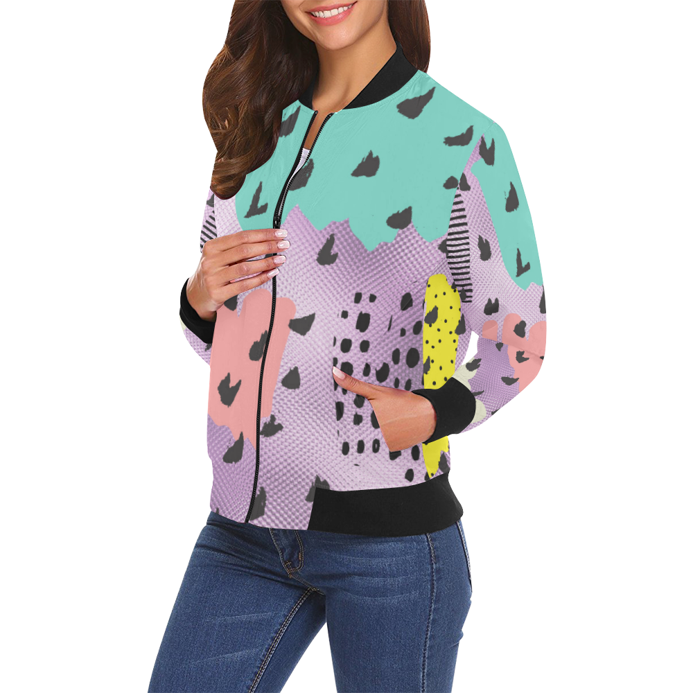 dot pattern All Over Print Bomber Jacket for Women (Model H19)