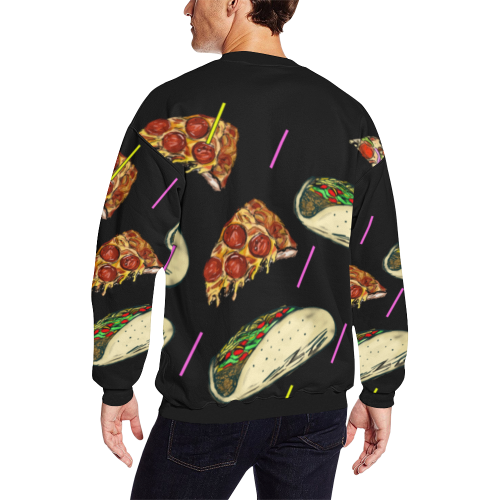 Taco Pizza Men's Oversized Fleece Crew Sweatshirt (Model H18)