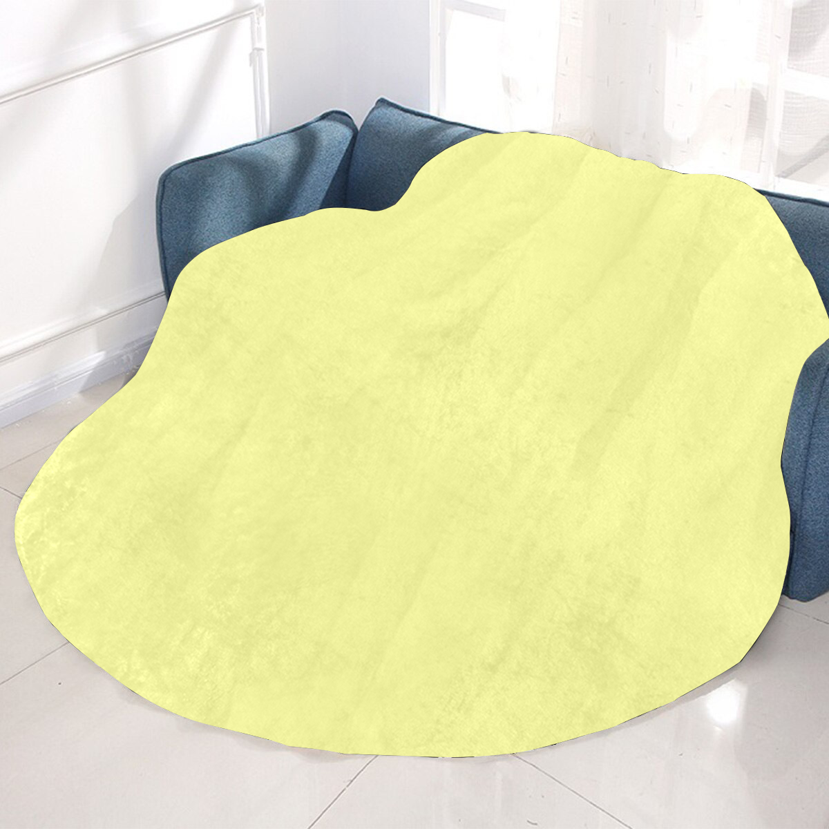 color canary yellow Circular Ultra-Soft Micro Fleece Blanket 60"