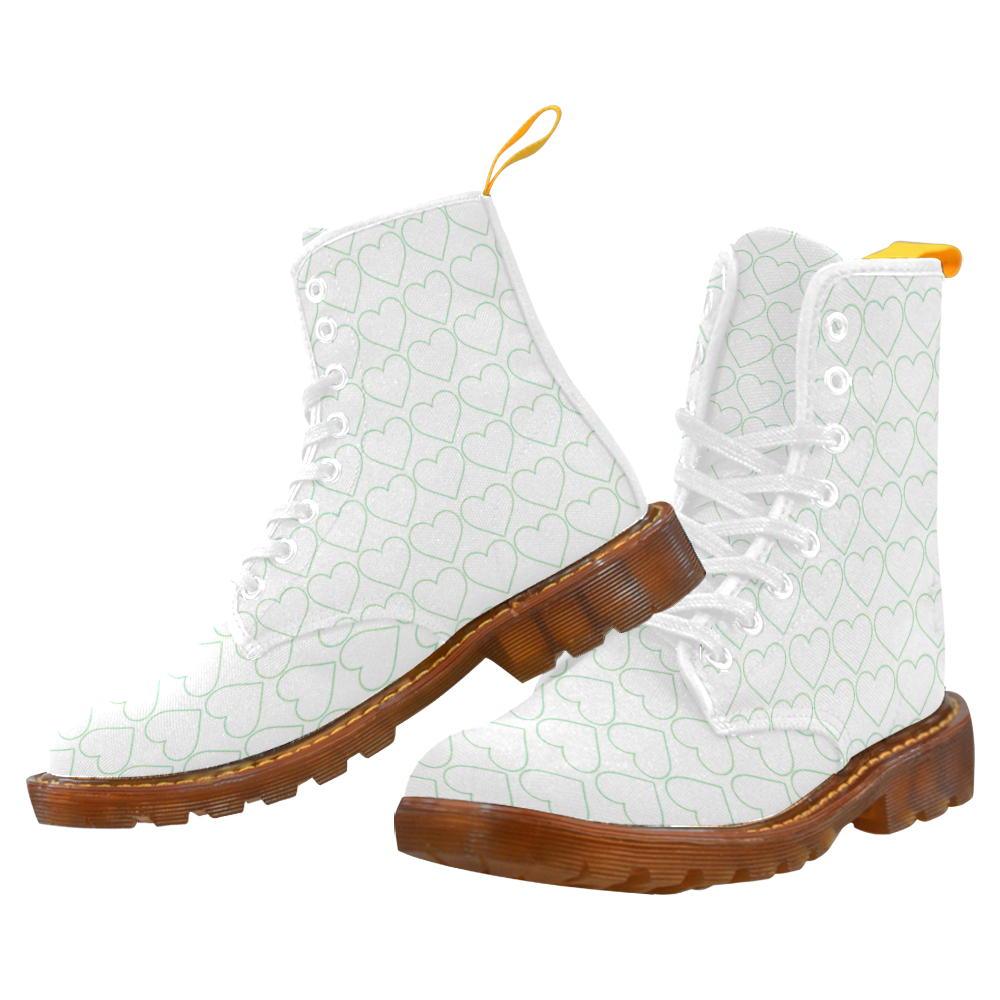 Hearts green white Martin Boots For Women Model 1203H