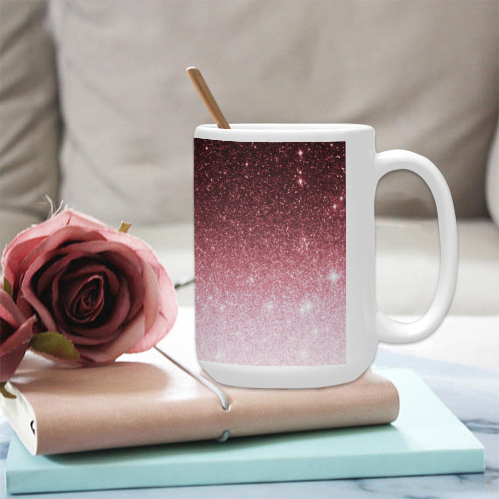 rose gold Glitter gradient Custom Ceramic Mug (15OZ)