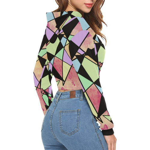 Geometric shapes All Over Print Crop Hoodie for Women (Model H22)