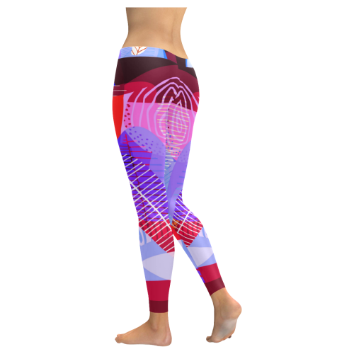 leaf pattern Women's Low Rise Leggings (Invisible Stitch) (Model L05)