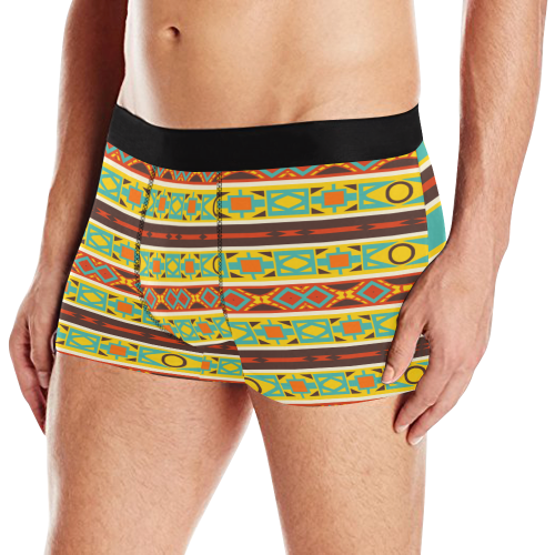 Ovals rhombus and squares Men's All Over Print Boxer Briefs (Model L10)
