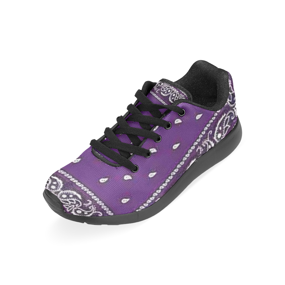 Purple Bandana Women-Black Women’s Running Shoes (Model 020)