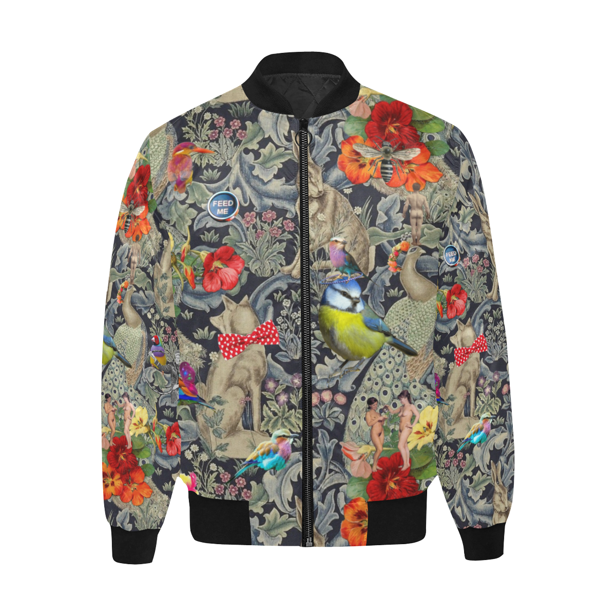 And Another Thing (bird) All Over Print Quilted Bomber Jacket for Men (Model H33)