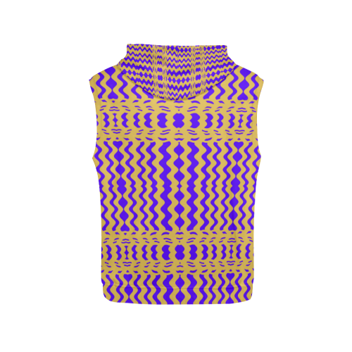 Purple Yellow Modern  Waves Lines All Over Print Sleeveless Hoodie for Women (Model H15)