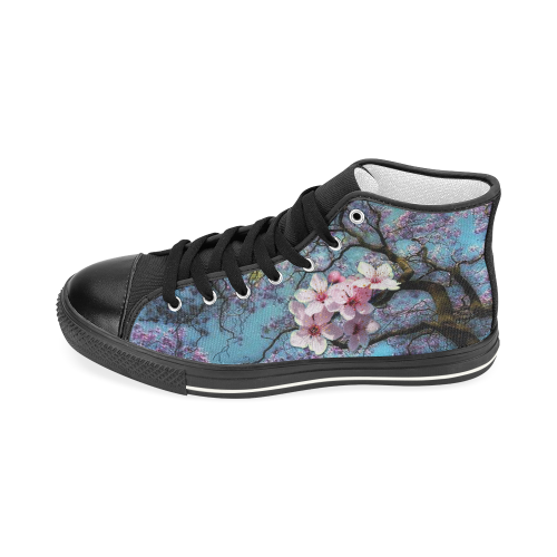Cherry blossomL Women's Classic High Top Canvas Shoes (Model 017)