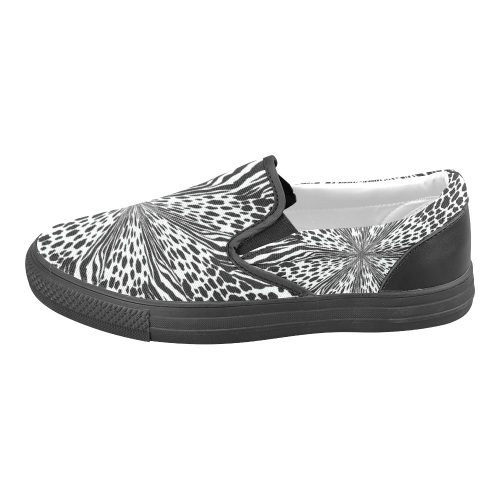 animal print vortex in black trim Slip-on Canvas Shoes for Men/Large Size (Model 019)