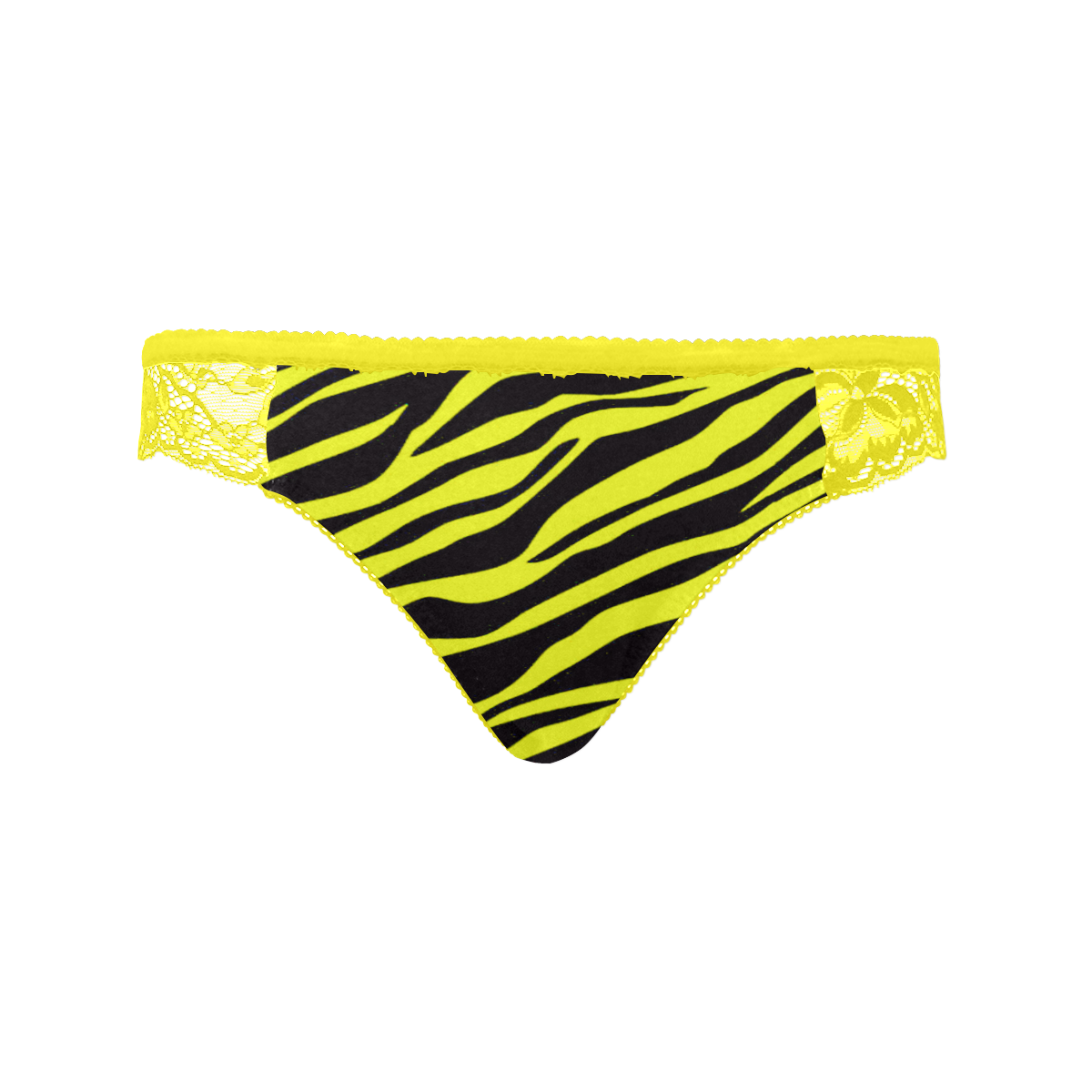Neon Yellow Zebra Stripes Yellow Women's Lace Panty (Model L41)