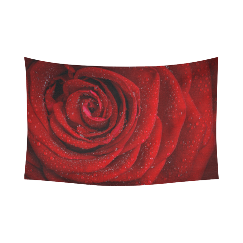 Red rosa Cotton Linen Wall Tapestry 90"x 60"