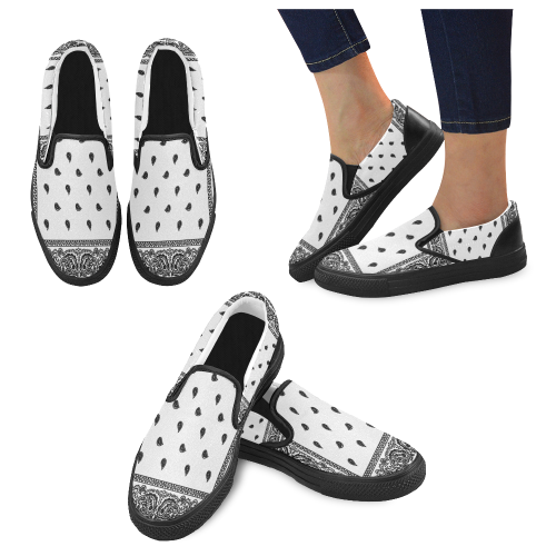 White Bandana Women's Slip-on Canvas Shoes (Model 019)