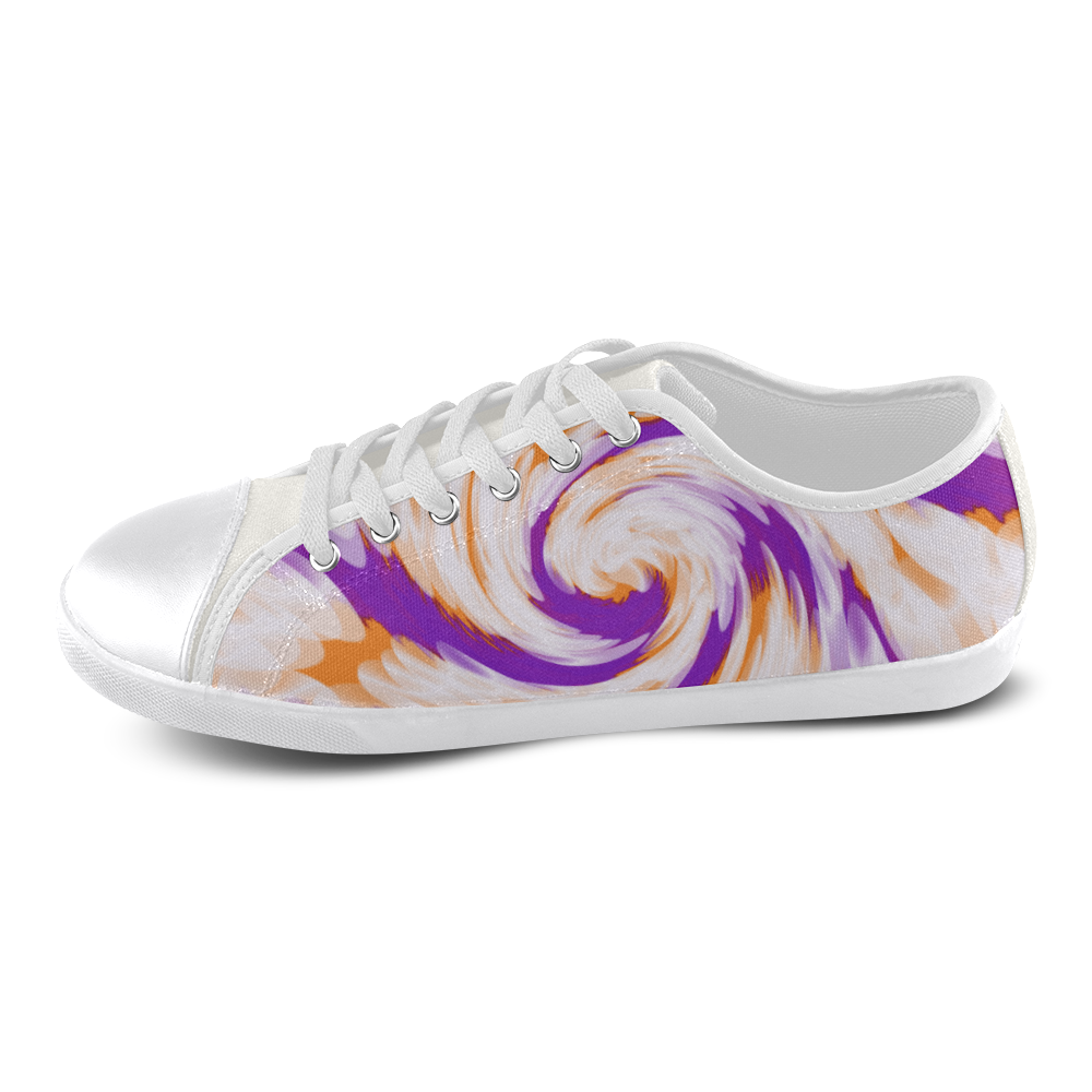 Purple Orange Tie Dye Swirl Abstract Canvas Shoes for Women/Large Size (Model 016)