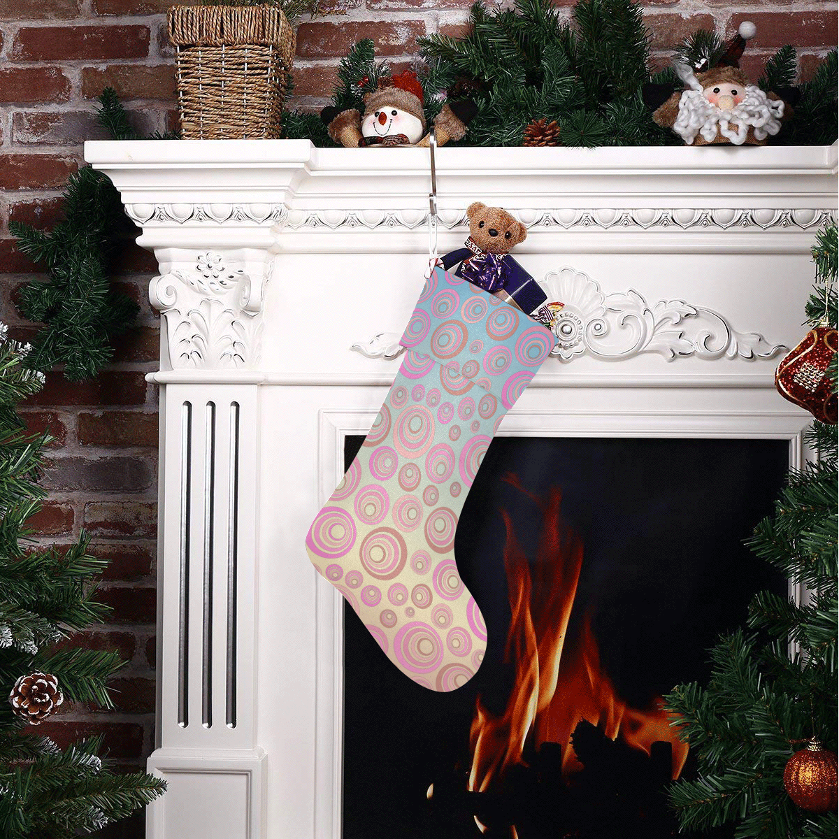 Retro Psychedelic Pink and Blue Christmas Stocking