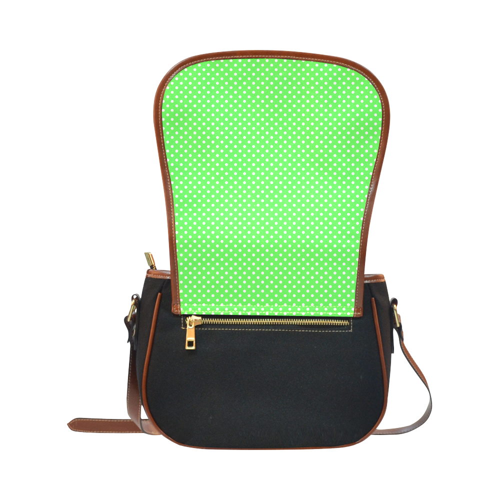 Eucalyptus green polka dots Saddle Bag/Small (Model 1649)(Flap Customization)