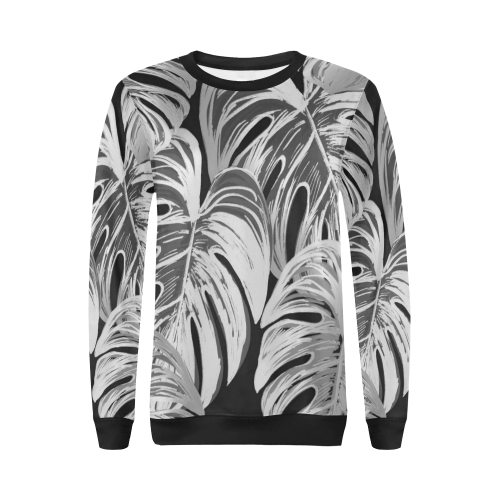 Pretty Leaves A by JamColors All Over Print Crewneck Sweatshirt for Women (Model H18)