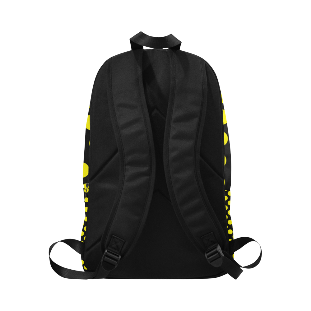 Yellow Polka Dots on Black Fabric Backpack for Adult (Model 1659)
