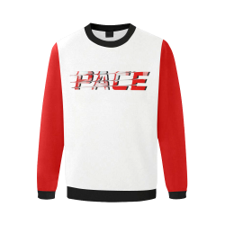 PACE Mens Sweatshirt White/red Men's Oversized Fleece Crew Sweatshirt/Large Size(Model H18)